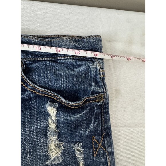 2.1 Denim Y2K Distressed Jean Shorts Daisy Dukes Low Rise 29 Preppy Grunge Apple - Picture 5 of 7